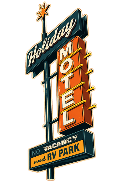 Holiday Motel retro neon sign illustration